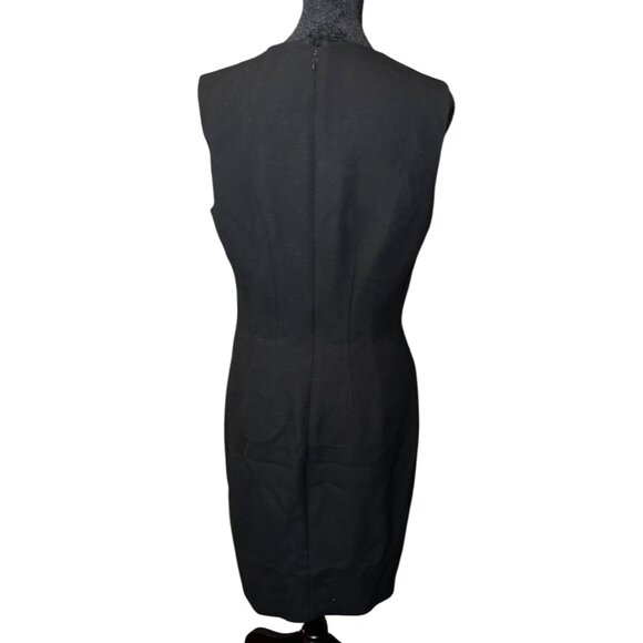 Elie Tahari Black Sleeveless Sheath Dress With Textured Accents Side Slit Size 6 - Picture 3 of 8